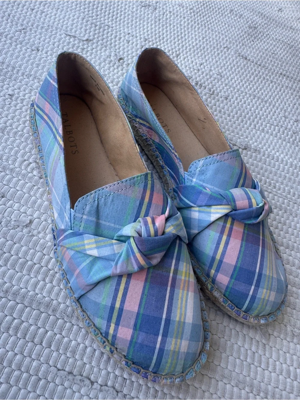 Talbots Pastel Plaid Espadrille Loafers in Blue, Pink, Yellow